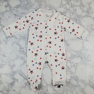 MARQUE Baby 3 month Footed Sleeper white red blue‎ stars Zipper